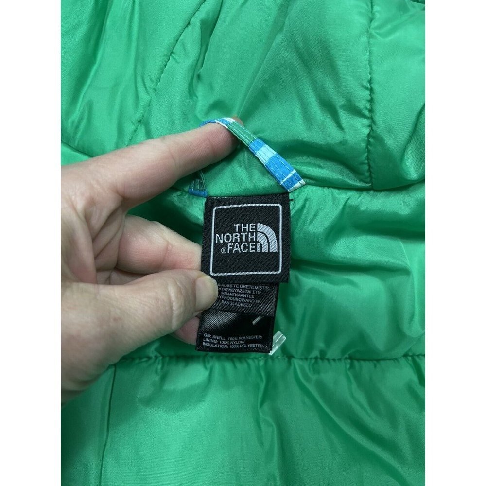 The North Face Jacket Girl Large 14/16 Green Blue Hooded Jacket Parka Winter Ski - Picture 13 of 15